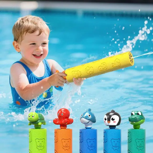 Main image of Water Guns for Kids, 6 PCS Foam Squirt Guns Water Blaster Set, Water Squirter Blaster Pool Toys for Kids Toddlers Boys Girls 4-8, 6-8-10-12, Shooter Swimming Pool Party Outdoor Beach Sand Play Game