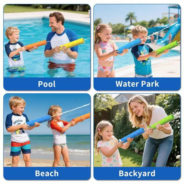 Alt view image 4 of 7 - Water Guns for Kids, 6 PCS Foam Squirt Guns Water Blaster Set, Water Squirter Blaster Pool Toys for Kids Toddlers Boys Girls 4-8, 6-8-10-12, Shooter Swimming Pool Party Outdoor Beach Sand Play Game