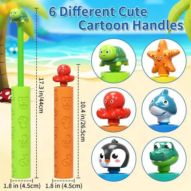 Alt view image 7 of 7 - Water Guns for Kids, 6 PCS Foam Squirt Guns Water Blaster Set, Water Squirter Blaster Pool Toys for Kids Toddlers Boys Girls 4-8, 6-8-10-12, Shooter Swimming Pool Party Outdoor Beach Sand Play Game