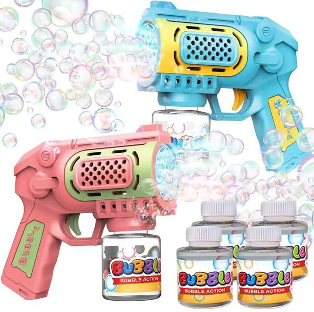 Main image of 2 Packs Bubble Gun Machine for 3+ Year Old Kids Boys Girls