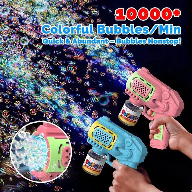 Alt view image 4 of 7 - 2 Packs Bubble Gun Machine for 3+ Year Old Kids Boys Girls