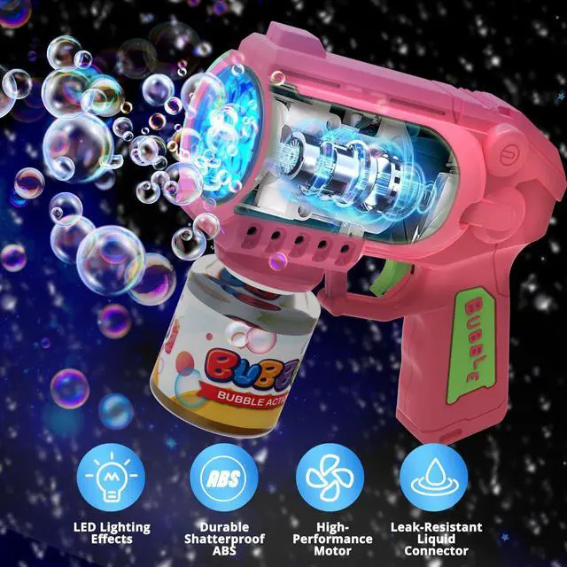 Alt view image 5 of 7 - 2 Packs Bubble Gun Machine for 3+ Year Old Kids Boys Girls