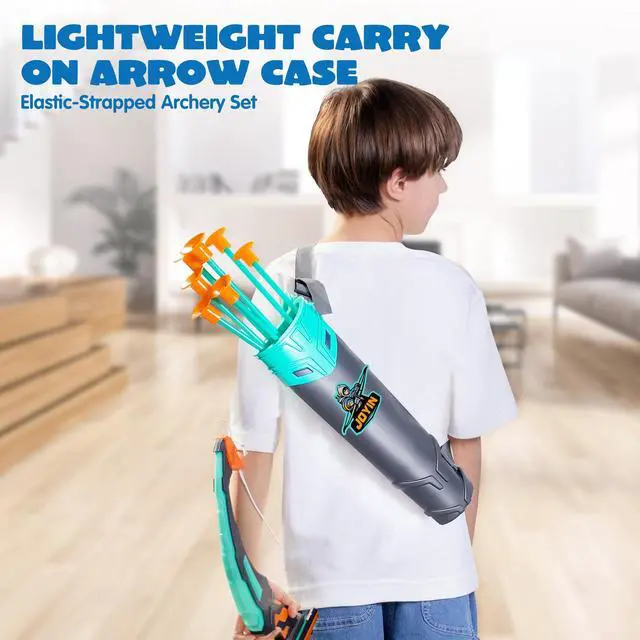 Alt view image 4 of 7 - Kids Bow and Arrow Set, LED Light Up Archery Toy Set with 9 Suction Cup Arrows, Target & Arrow Case, Indoor and Outdoor Hunting Play Gift Toys for Kids, Boys & Girls Ages 6-12