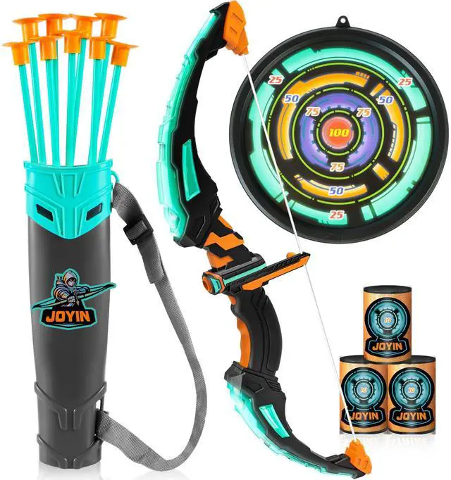 Main image of Kids Bow and Arrow Set, LED Light Up Archery Toy Set with 9 Suction Cup Arrows, Target & Arrow Case, Indoor and Outdoor Hunting Play Gift Toys for Kids, Boys & Girls Ages 6-12
