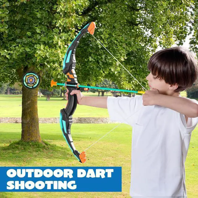 Alt view image 5 of 7 - Kids Bow and Arrow Set, LED Light Up Archery Toy Set with 9 Suction Cup Arrows, Target & Arrow Case, Indoor and Outdoor Hunting Play Gift Toys for Kids, Boys & Girls Ages 6-12