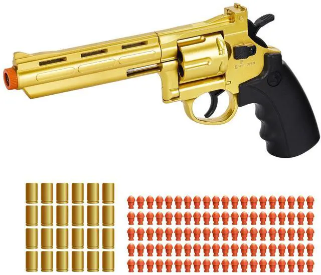 Main image of Revolver Toy Gun with 100 Soft Bullets,24 Shells,Toy Revolver Gun,Christmas Birthday Gifts for Boys Kids Adult Age 8+ (Gold)