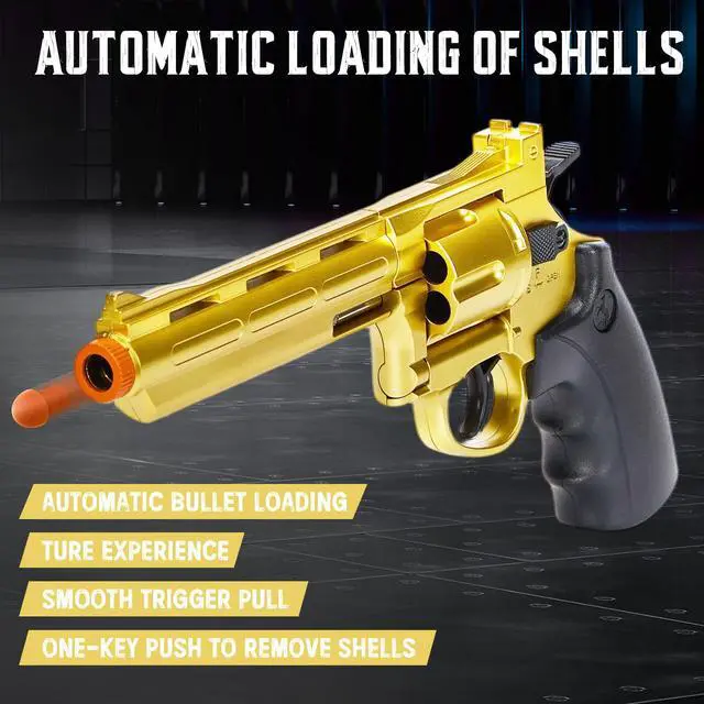 Alt view image 5 of 6 - Revolver Toy Gun with 100 Soft Bullets,24 Shells,Toy Revolver Gun,Christmas Birthday Gifts for Boys Kids Adult Age 8+ (Gold)