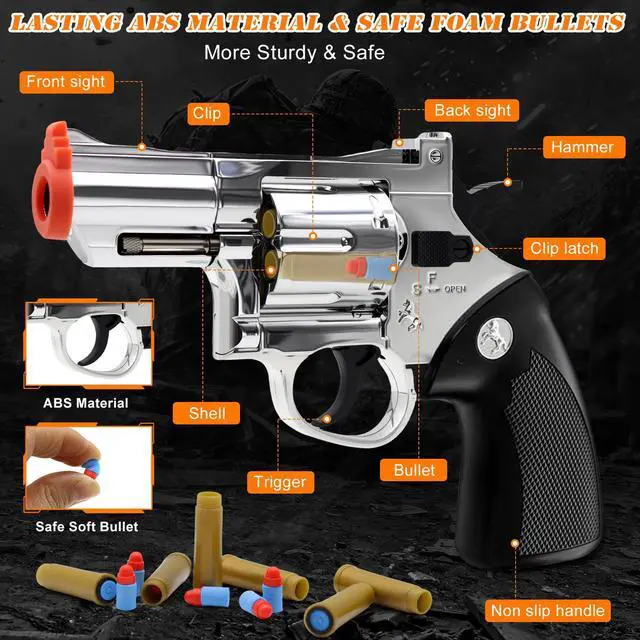 Alt view image 2 of 6 - Toy Revolver Gun with Holster, Soft Bullet Toy Guns for Outdoor Shooting Games & Pretend Play Gun Toys for Birthday Gifts Christmas, Halloween