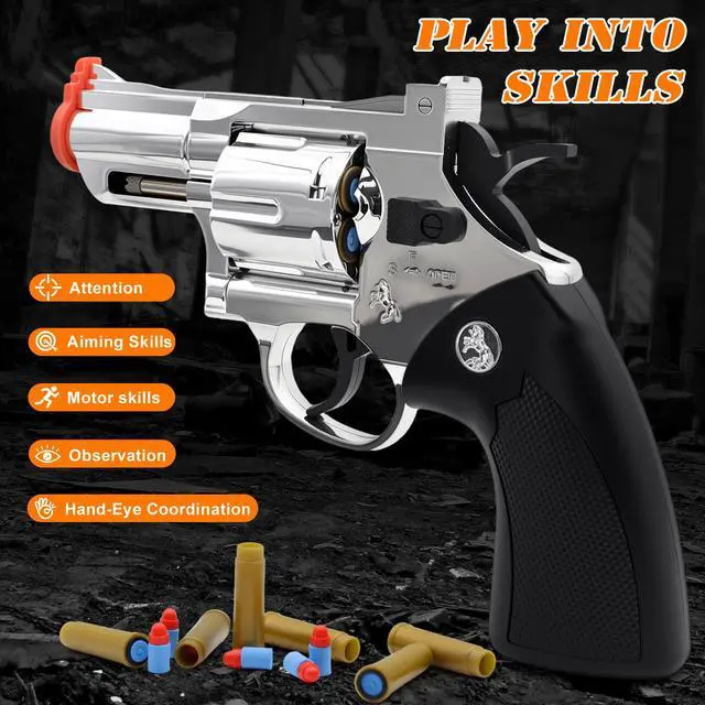 Alt view image 5 of 6 - Toy Revolver Gun with Holster, Soft Bullet Toy Guns for Outdoor Shooting Games & Pretend Play Gun Toys for Birthday Gifts Christmas, Halloween