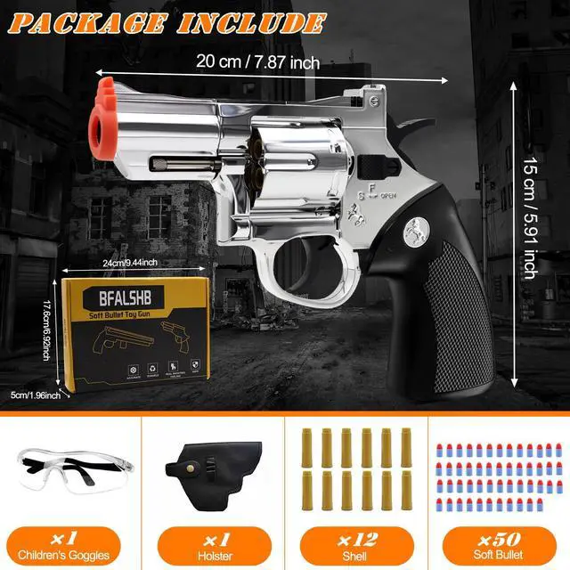 Alt view image 6 of 6 - Toy Revolver Gun with Holster, Soft Bullet Toy Guns for Outdoor Shooting Games & Pretend Play Gun Toys for Birthday Gifts Christmas, Halloween