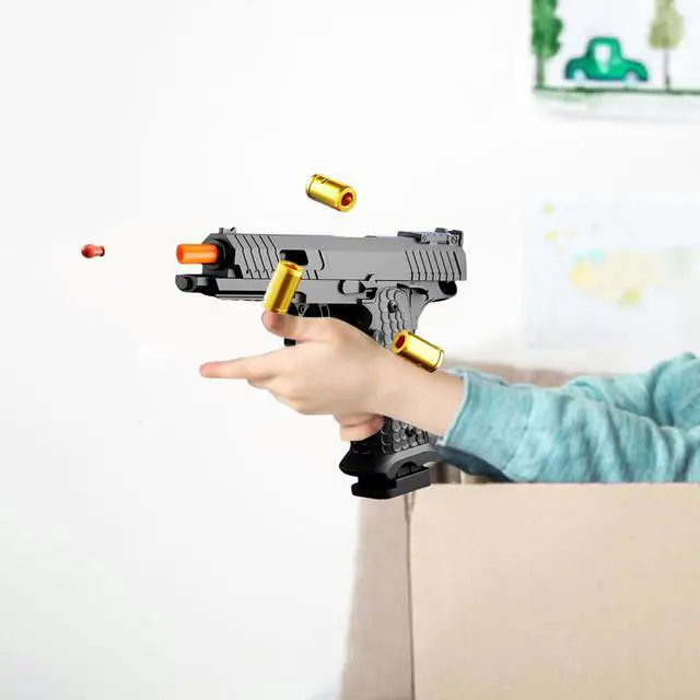 Alt view image 5 of 5 - Toy Gun, Children's Soft Toy Guns, 24shells120 Soft Bullets, Empty Shell Toy Guns, Christmas and Birthday Gifts (2011 Black)