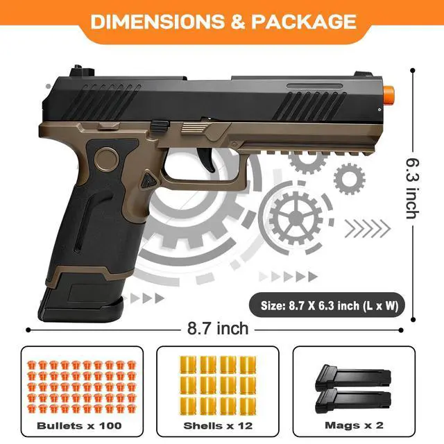 Alt view image 2 of 7 - Automatic Shell Ejecting Toy Gun Pistol, Cool Toy Pistol with Soft Bullets, Educational Model Toys, Gifts for Kids