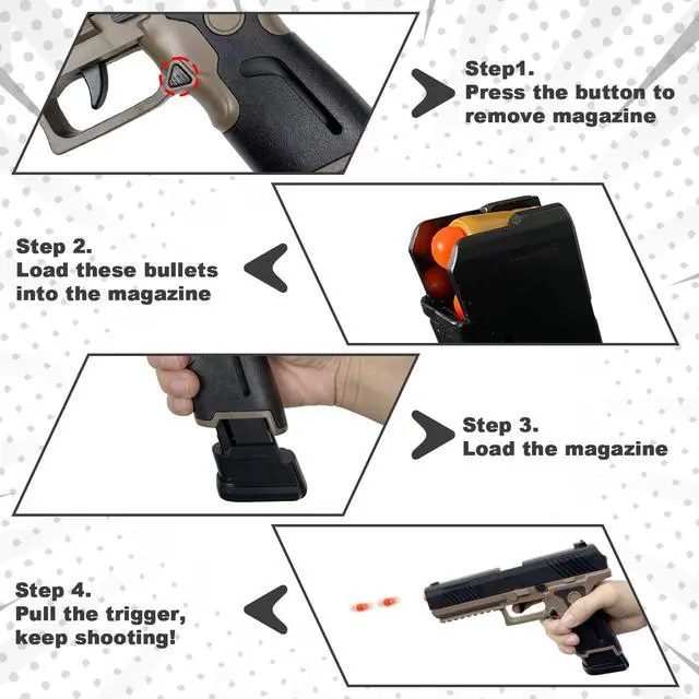 Alt view image 3 of 7 - Automatic Shell Ejecting Toy Gun Pistol, Cool Toy Pistol with Soft Bullets, Educational Model Toys, Gifts for Kids