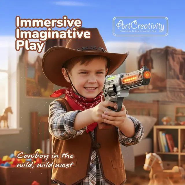 Alt view image 2 of 7 - Toy Revolver Gun with Lights and Sound, 12 Inch Kids Pistol