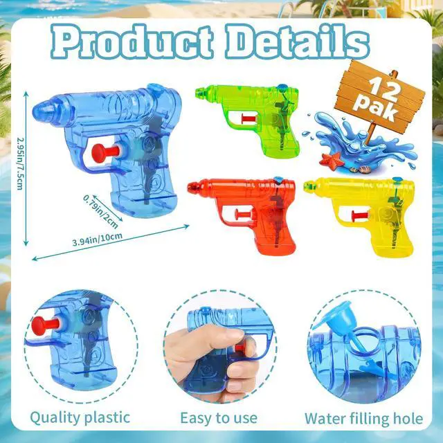 Alt view image 2 of 7 - 12 PCS Mini Water Guns for Kids,Squirt Gun Toy Small Water Gun Bulk for Outdoor Beach Swimming Pool Game Summer Party Favor 4 Colors