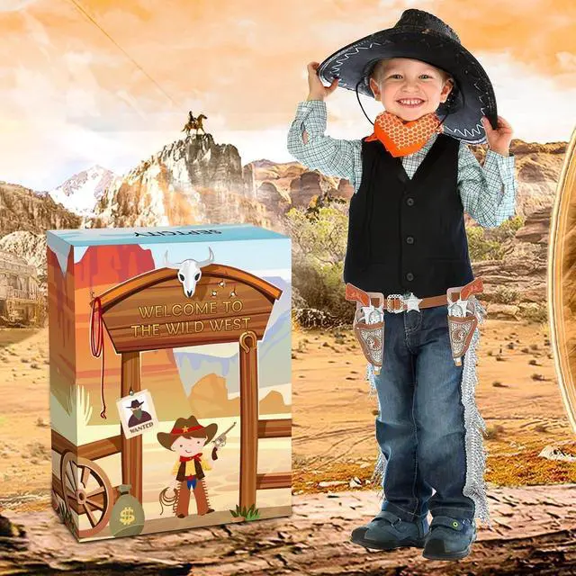 Alt view image 6 of 7 - Cowboy Toys Set, 6Pieces Brown Adjustable Cowboy Gun Belt and Holster for Kids, Vintage Dress-up Accessories Costume Gift for Halloween