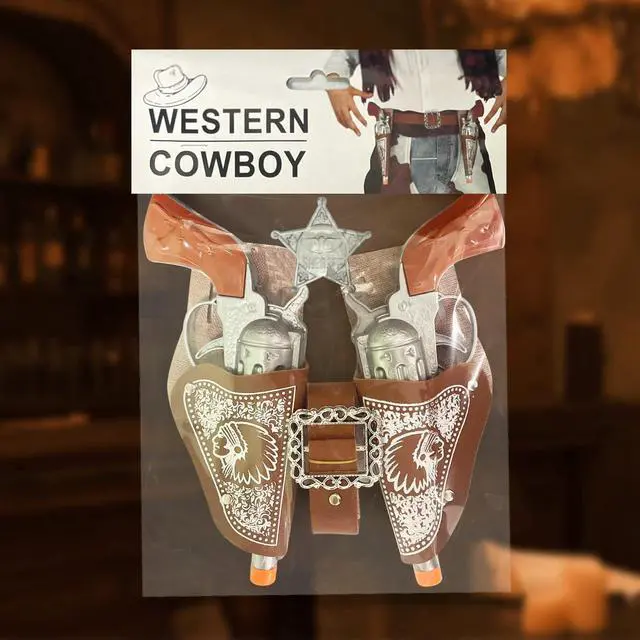 Alt view image 7 of 7 - Cowboy Toys Set, 6Pieces Brown Adjustable Cowboy Gun Belt and Holster for Kids, Vintage Dress-up Accessories Costume Gift for Halloween