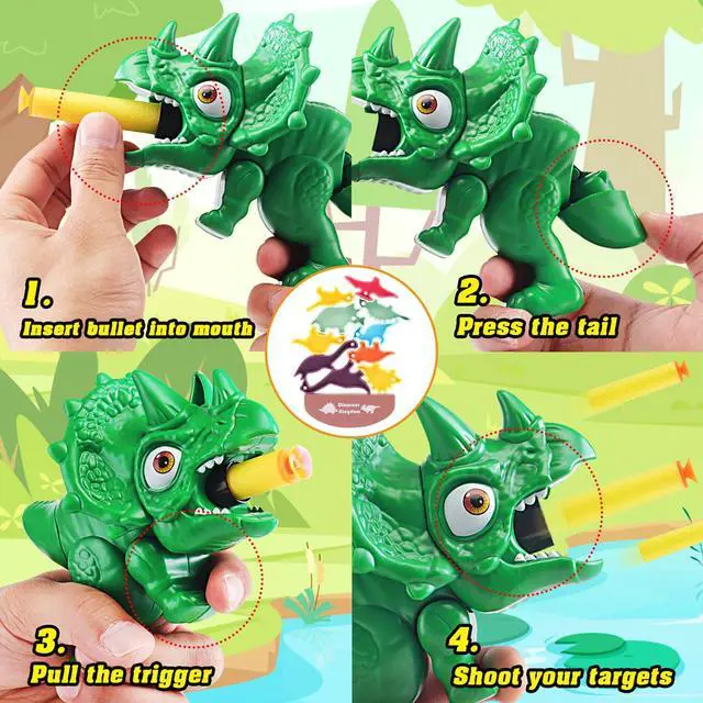 Alt view image 3 of 7 - Dinosaur Shooting Game Toy Nerf Gun for Toddlers 3-8 Years 20 Darts