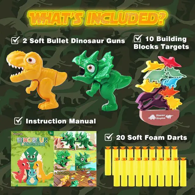 Alt view image 2 of 7 - Dinosaur Shooting Game Toy Nerf Gun for Toddlers 3-8 Years 20 Darts