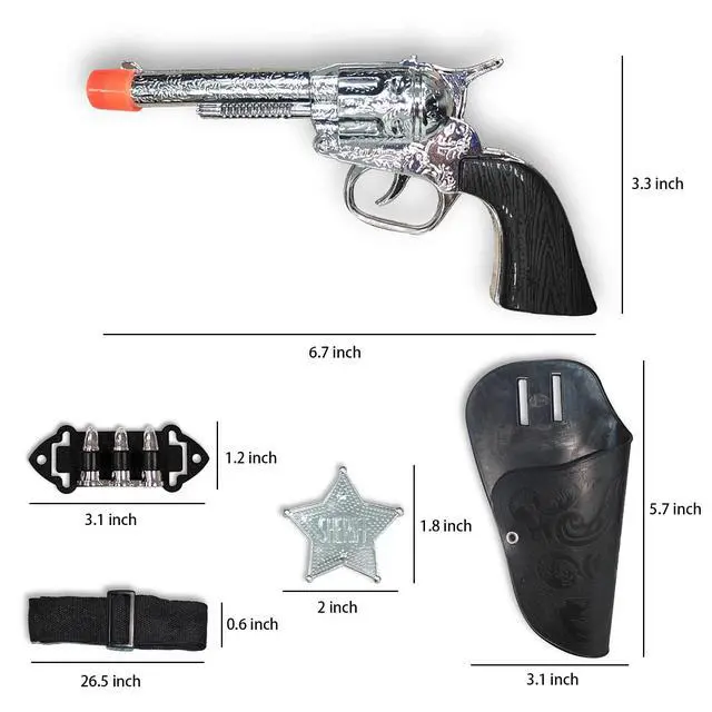 Alt view image 3 of 4 - Children's Western Cowboy Police Toy Set, Includes Toy Pistol, Holster, Sheriff Badge, Bullets, Belt, Suitable for Police Role-Playing, Cowboy Theme Party Costume Accessories, Stage Props.