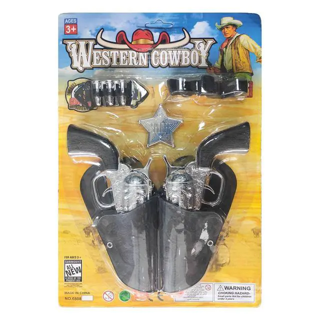 Alt view image 4 of 4 - Children's Western Cowboy Police Toy Set, Includes Toy Pistol, Holster, Sheriff Badge, Bullets, Belt, Suitable for Police Role-Playing, Cowboy Theme Party Costume Accessories, Stage Props.