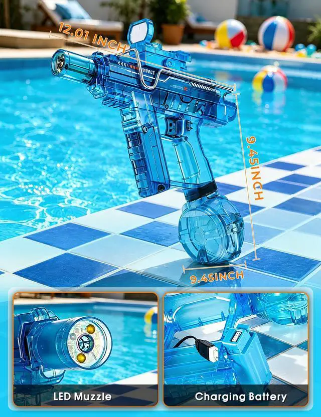 Alt view image 2 of 7 - Electric Water Guns for Kids Age 3+,Light Up Automatic Watergun