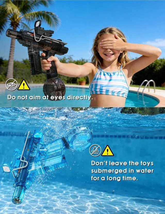 Alt view image 4 of 7 - Electric Water Guns for Kids Age 3+,Light Up Automatic Watergun
