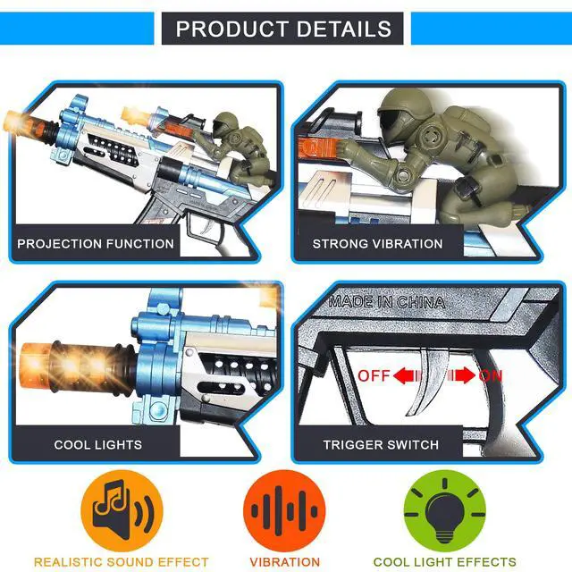Alt view image 3 of 7 - FuryX Light Up Toy Gun for Kids with Sound & LEDs, 16 Inch