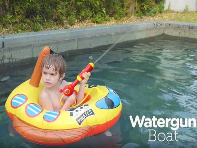Alt view image 3 of 6 - Pool Floats Kids with Water Gun, Pirate Ship Float for Toddler, Blow Up Swimming Pool Toys, Fun Pool Inflatables Floaties for Boys Girls and Child, Outdoor Water Toys for Kids Ages 3-5 4-8