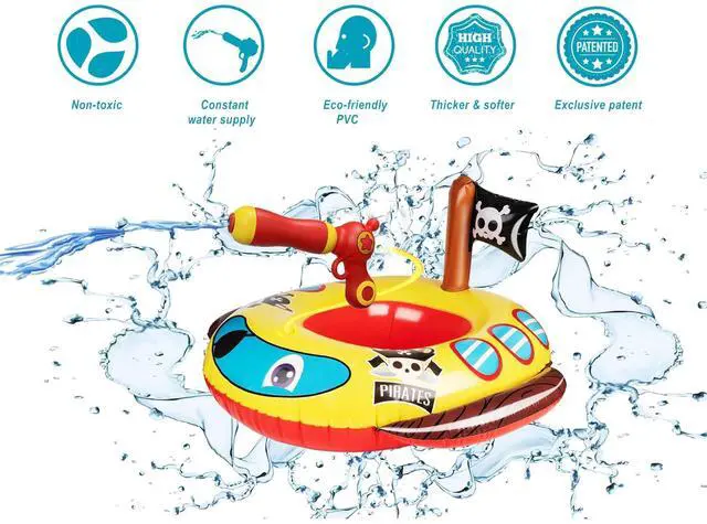 Alt view image 2 of 6 - Pool Floats Kids with Water Gun, Pirate Ship Float for Toddler, Blow Up Swimming Pool Toys, Fun Pool Inflatables Floaties for Boys Girls and Child, Outdoor Water Toys for Kids Ages 3-5 4-8