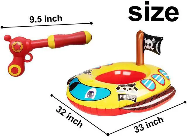 Alt view image 4 of 6 - Pool Floats Kids with Water Gun, Pirate Ship Float for Toddler, Blow Up Swimming Pool Toys, Fun Pool Inflatables Floaties for Boys Girls and Child, Outdoor Water Toys for Kids Ages 3-5 4-8