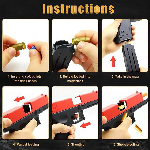 Alt view image 4 of 7 - Foam Bullet Blaster Toy Guns with Shell Ejecting for Boys, Girls - Manual Reloading Soft Bullets - Educational Toys Model for Kids Gifts