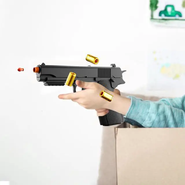 Alt view image 5 of 5 - Toy Gun, Children's Soft Toy Guns, 24shells120 Soft Bullets, Empty Shell Toy Guns, Christmas and Birthday Gifts (1911 Black)