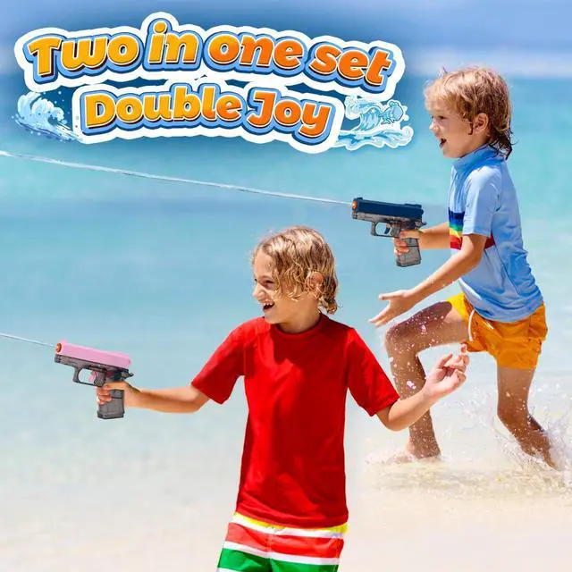 Alt view image 2 of 7 - 2 Pack Water Guns for Kids - Squirt Gun Water Blaster Soaker Water Pistol Toys for Toddlers Child Boys Girls, Ideal Summer Gifts for Swimming Pool Beach Party Outdoor Shooting Game Water Fighting Toy