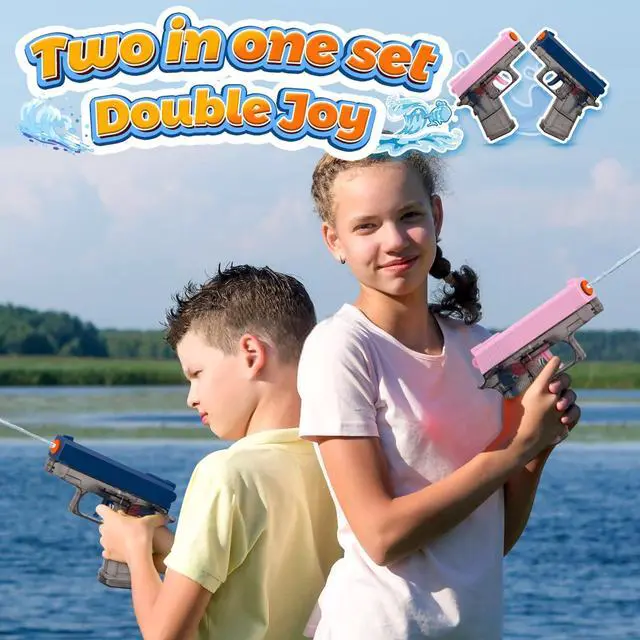 Alt view image 5 of 7 - 2 Pack Water Guns for Kids - Squirt Gun Water Blaster Soaker Water Pistol Toys for Toddlers Child Boys Girls, Ideal Summer Gifts for Swimming Pool Beach Party Outdoor Shooting Game Water Fighting Toy