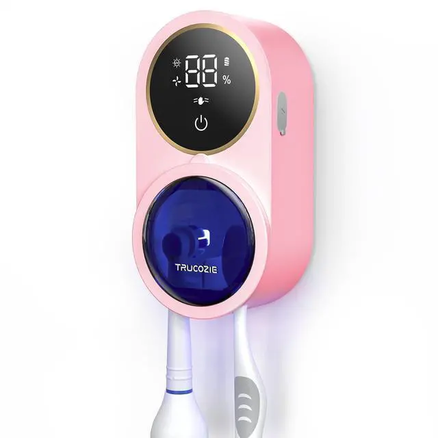 Main image of Toothbrush Holder for Bathroom, Wall Mounted Electric Toothbrush Cleaner, UVC+UVA Dual Light, 3H Auto Cycle Air Drying, Touchless Infrared Sensor, Pink