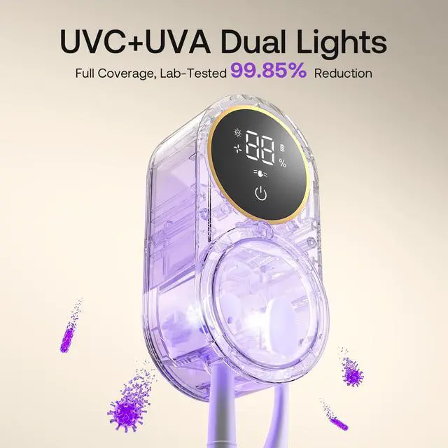 Alt view image 3 of 7 - Toothbrush Holder for Bathroom, Wall Mounted Electric Toothbrush Cleaner, UVC+UVA Dual Light, 3H Auto Cycle Air Drying, Touchless Infrared Sensor, Pink