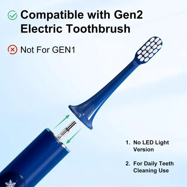 Alt view image 2 of 7 - Toothbrush Replacement Heads Compatible with Snow Gen2 Electric Toothbrush,No LED Whitening,with Dust Cover,5 Pack (Polar Blue, Medium)