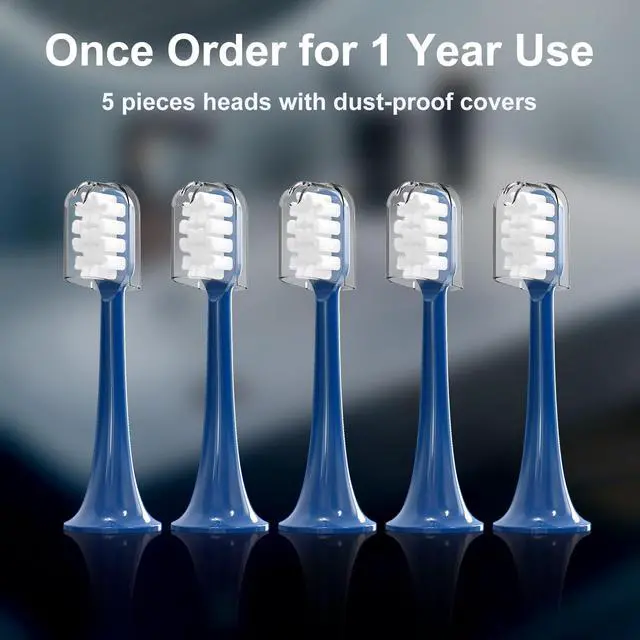 Alt view image 7 of 7 - Toothbrush Replacement Heads Compatible with Snow Gen2 Electric Toothbrush,No LED Whitening,with Dust Cover,5 Pack (Polar Blue, Medium)