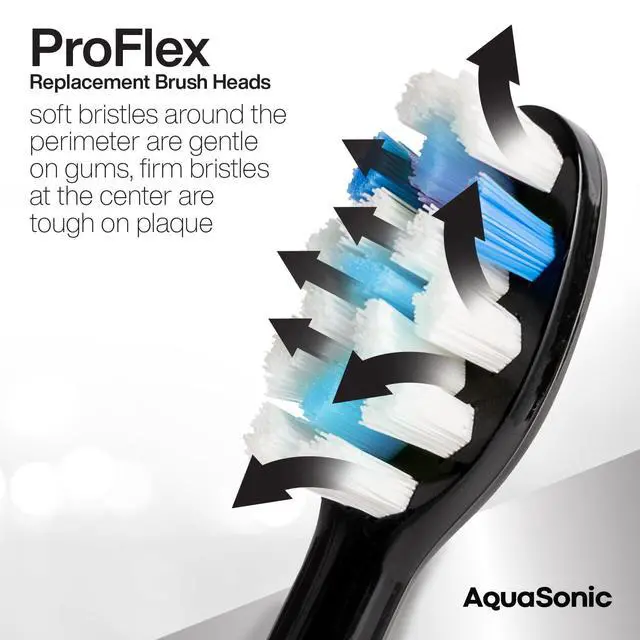 Alt view image 3 of 7 - Genuine Proflex Replacement Brush Heads | ADA Accepted | for Whiter Teeth & Gum Care | Compatible with Duo Series PRO and Others (8 Pack Black & White)