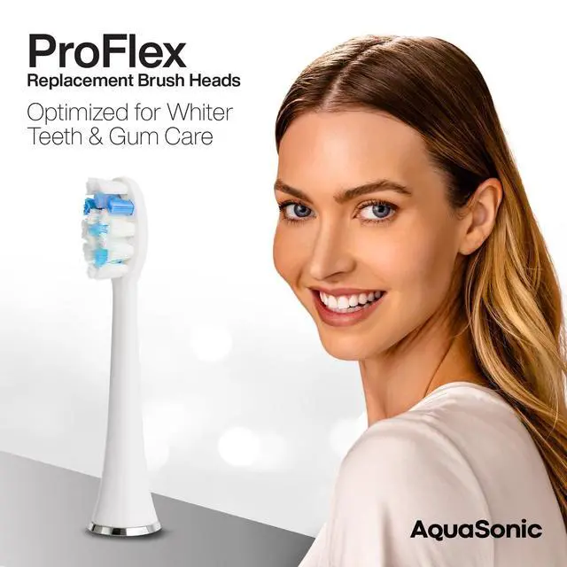 Alt view image 2 of 7 - Genuine Proflex Replacement Brush Heads | ADA Accepted | for Whiter Teeth & Gum Care | Compatible with Duo Series PRO and Others (8 Pack Black & White)