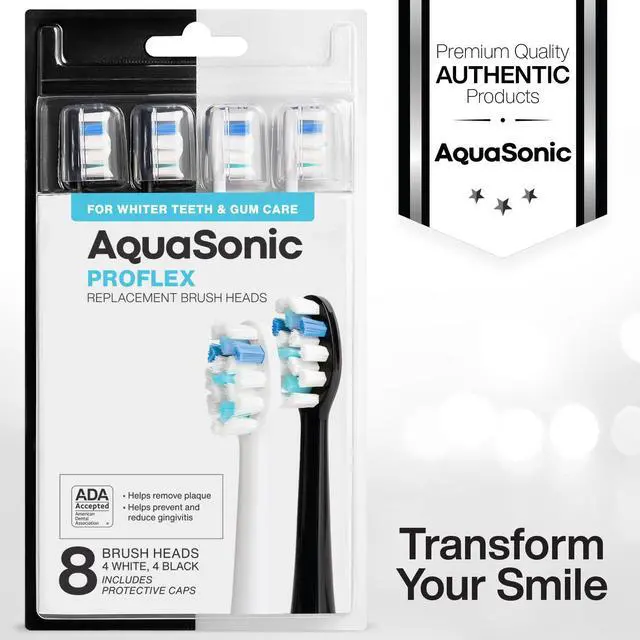 Alt view image 6 of 7 - Genuine Proflex Replacement Brush Heads | ADA Accepted | for Whiter Teeth & Gum Care | Compatible with Duo Series PRO and Others (8 Pack Black & White)