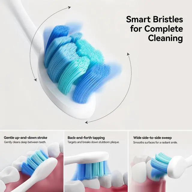 Alt view image 2 of 6 - Electric Toothbrush for Adults 180 Days Battery Life 5 Modes 8 Heads