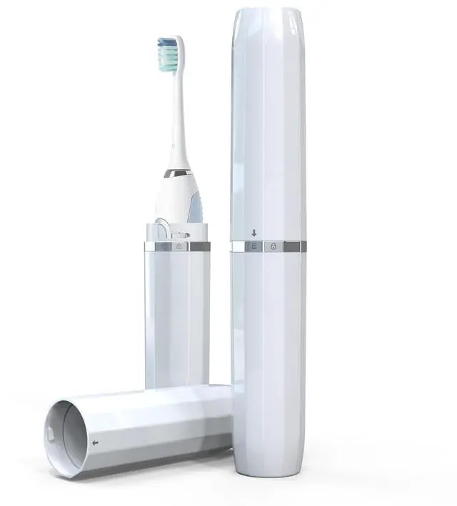 Main image of Long Ventilated Electric Toothbrush Travel Case, Portable Holder, Fits Most Standard Straight Electric Toothbrushes (White)