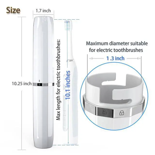 Alt view image 4 of 7 - Long Ventilated Electric Toothbrush Travel Case, Portable Holder, Fits Most Standard Straight Electric Toothbrushes (White)
