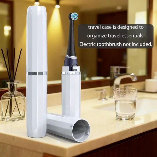 Alt view image 5 of 7 - Long Ventilated Electric Toothbrush Travel Case, Portable Holder, Fits Most Standard Straight Electric Toothbrushes (White)