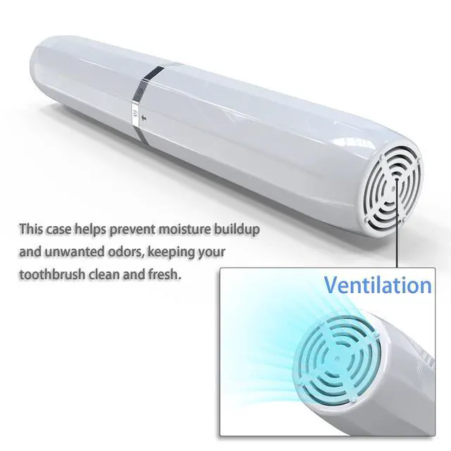 Alt view image 7 of 7 - Long Ventilated Electric Toothbrush Travel Case, Portable Holder, Fits Most Standard Straight Electric Toothbrushes (White)