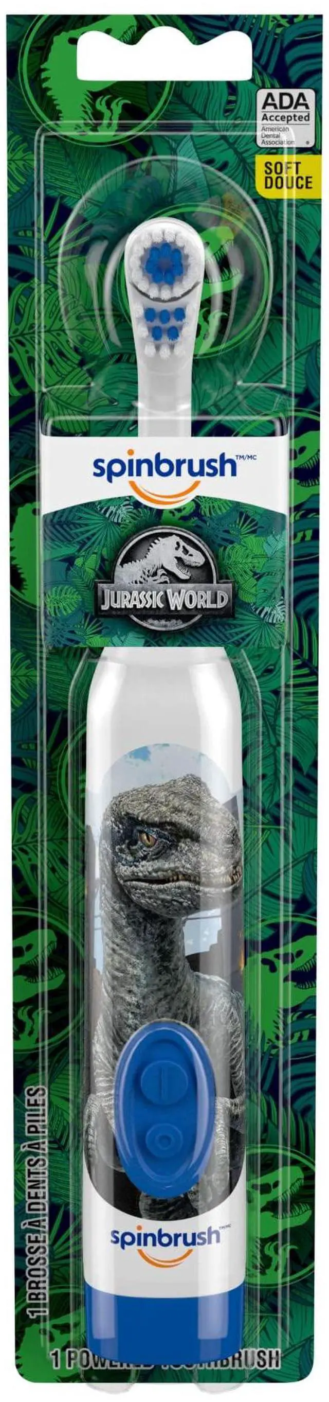 Alt view image 2 of 7 - Jurassic World Battery Powered Electric Toothbrush for Children Ages 3+ with 1 AA Battery, Soft Head Bristles, Leakproof SoftSwitch, Ready-to-Use (Pack of 2)