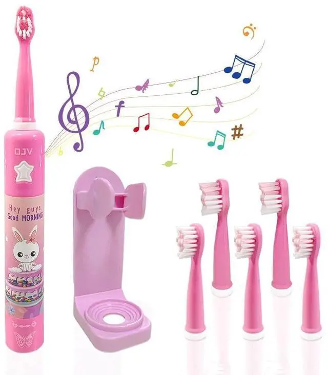 Main image of 8620 Musical Electric Toothbrushes for Kids Children, 3 Modes 2 Min Timer, 6 Bristles Rechargeable Power Smart Sonic Music Play Song Toothbrush for Girls Age 3-14 with Wall Mounted Holder (Pink)