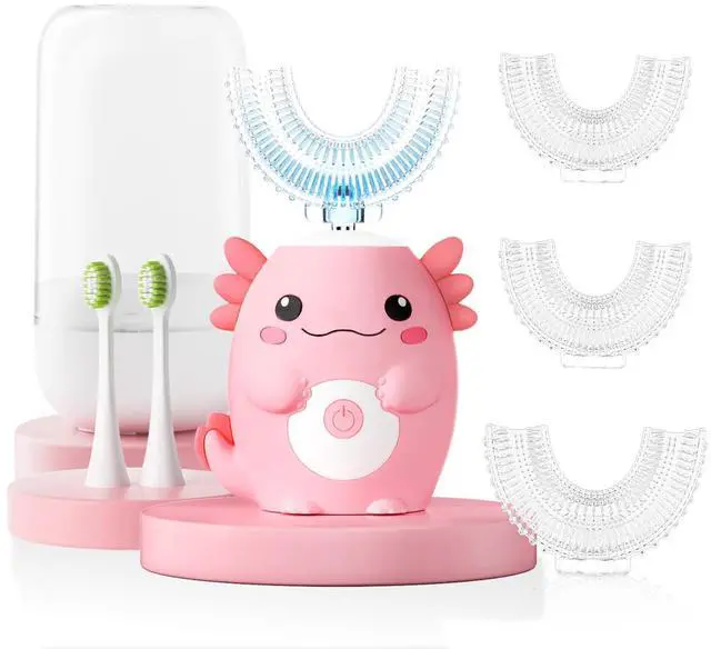 Main image of Kids Axolotl Electric Toothbrush - Toddler U Shaped Sonic Automatic Toothbrush with 6 Brush Heads,IPX7 Waterproof Design, Full Mouth 6 Cleaning Modes for Age2-15 (Pink)